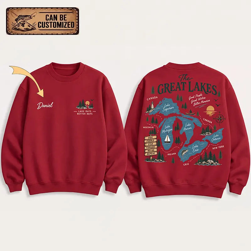 The Great Lakes Personalized Map Fishing Sweater