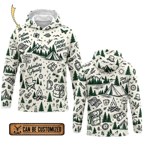 Personalized Camp More Worry Less Adventure Hooded Long Sleeve Shirt