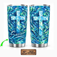 Personalized Savior Cross Ocean Fish Watercolor 20oz Tumbler