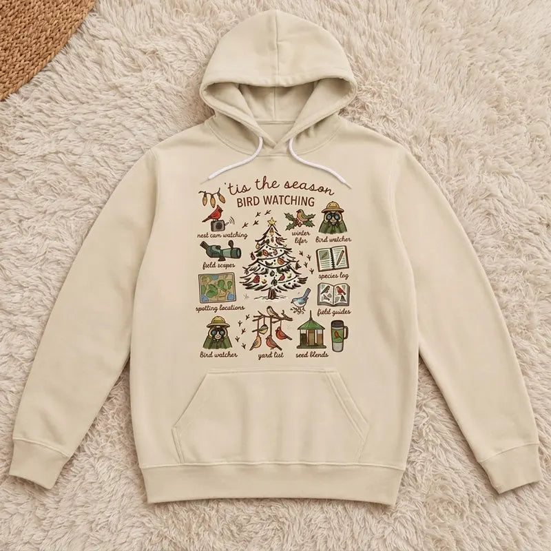 Vintage Christmas Bird Watching Hoodie