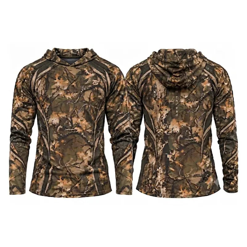 Fathom Threads Deer Antler Camo Hunting Hooded Long Sleeve Shirt