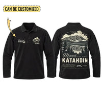 Personalized Mount Katahdin Vintage Hiking Polo Long Sleeve Shirt