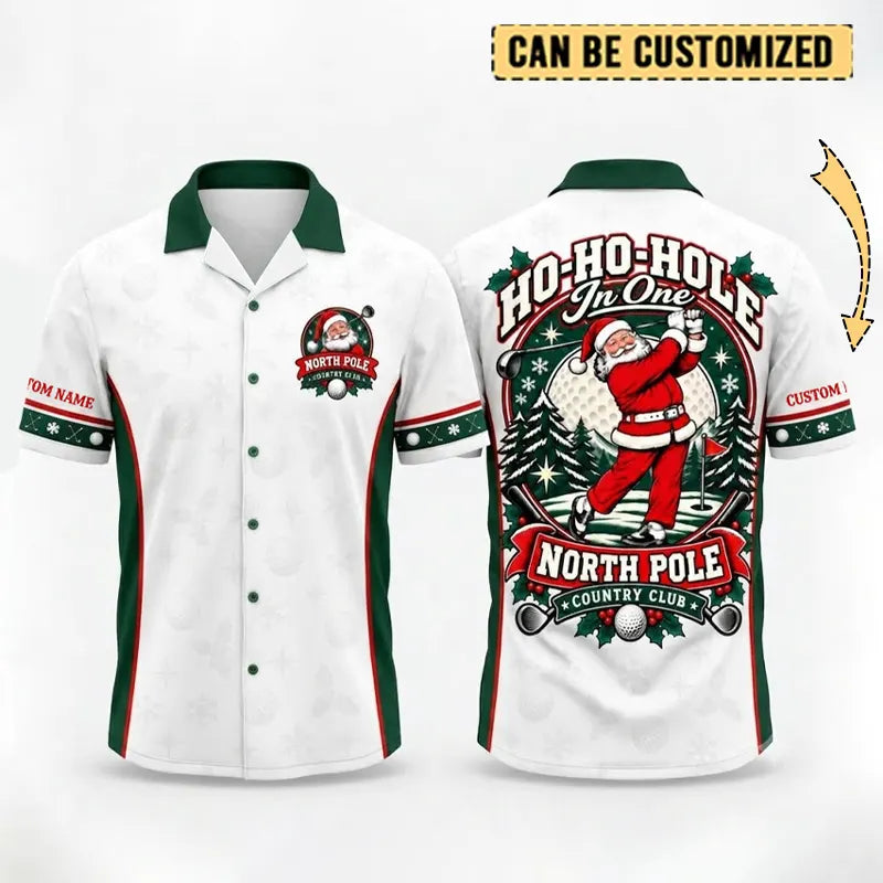 Ho Ho Hole Personalized Christmas Golf Hawaiian Shirt