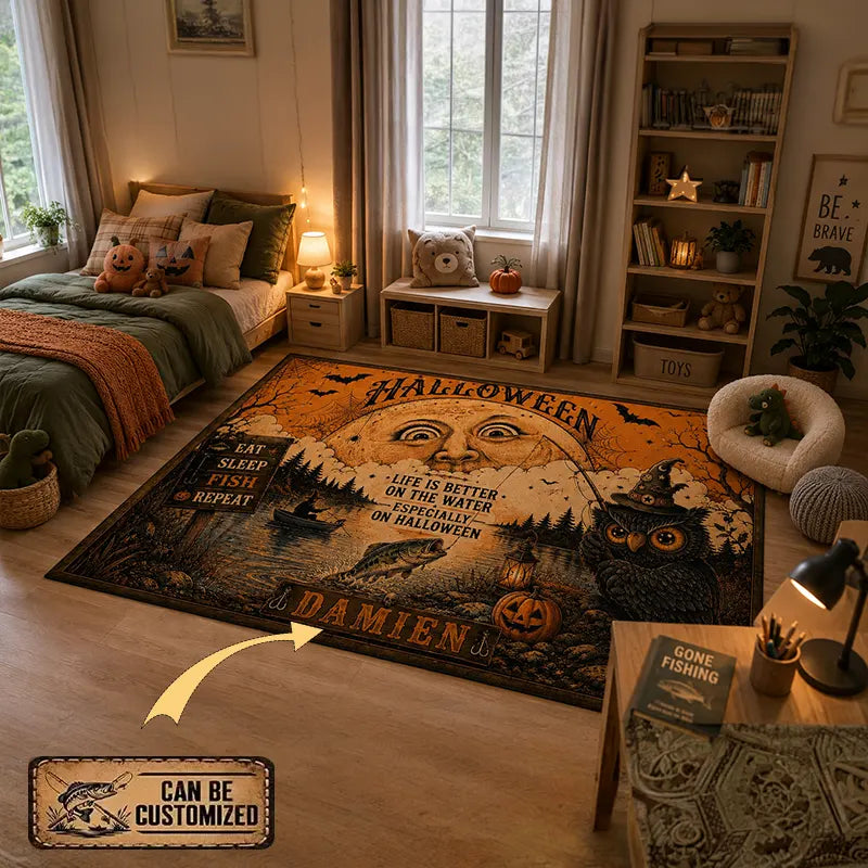 Personalized Halloween Fishing Life Is Better On The Water Rug
