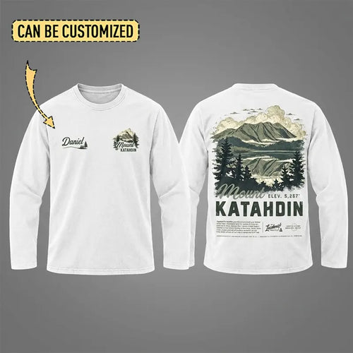 Personalized Mount Katahdin Vintage Hiking Long Sleeve Shirt