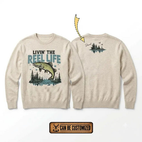 Personalized Livin' The Reel Life Fishing Sweater