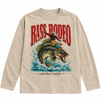 Bass Rodeo Cowboy Fishing Vintage Long Sleeve Shirt