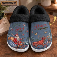 Personalized Let It Swing Christmas Reindeer Fur Slippers