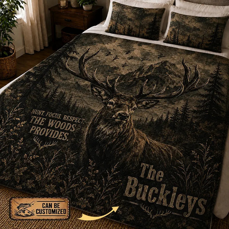 Customized Deer Hunting Quilt Bedding Set