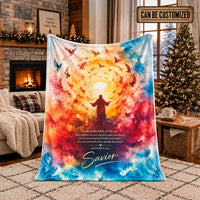 Personalized Matthew 6:26 Christian Birds Watercolor Fleece Blanket