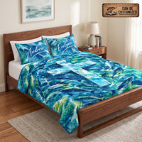 Personalized Matthew 6:26 Christian Birds Watercolor Quilt Bedding Set