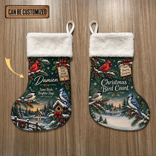 Personalized Winter Birds Christmas Stocking