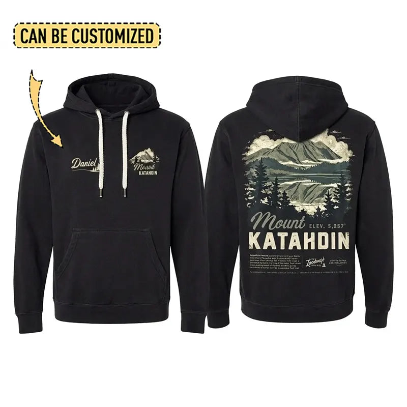 Personalized Mount Katahdin Vintage Hiking Hoodie