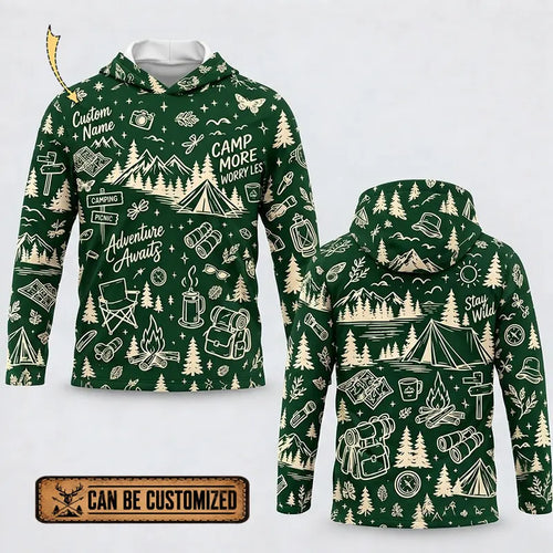 Personalized Camp More Worry Less Adventure Hooded Long Sleeve Shirt