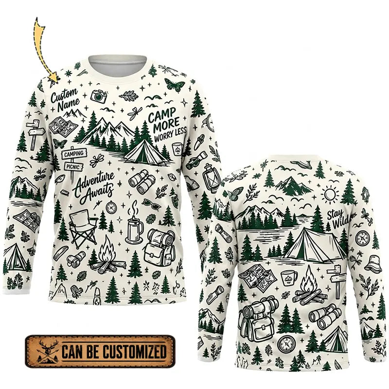 Personalized Camp More Worry Less Adventure Long Sleeve Shirt