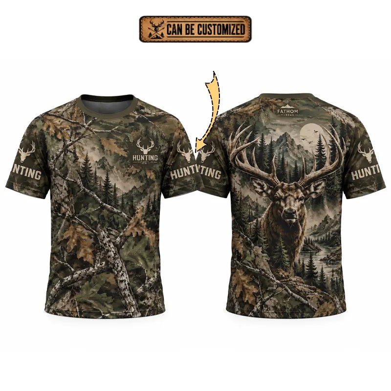 Real Tree Camo Elk Hunting Graphic T-Shirt