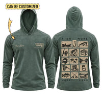 Personalized Fish More Worry Less Hooded Long Sleeve Shirt