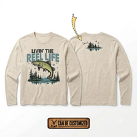 Personalized Livin' The Reel Life Fishing Long Sleeve Shirt