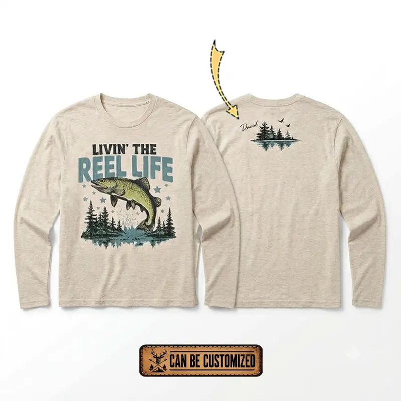 Personalized Livin' The Reel Life Fishing Long Sleeve Shirt