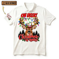 Personalized Oh Deer! Christmas Is Near Polo Shirt