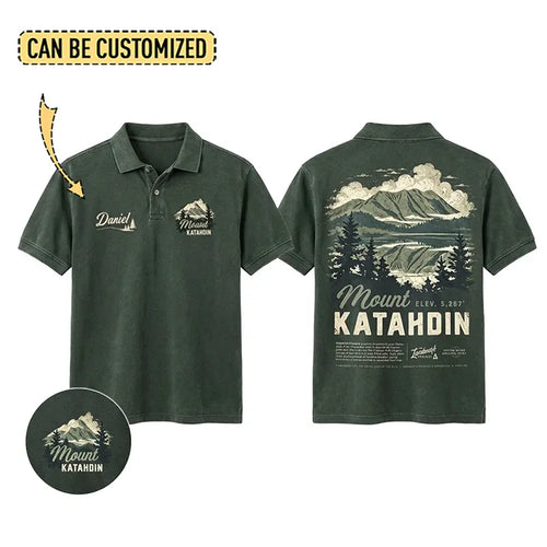Personalized Mount Katahdin Vintage Hiking Polo Shirt