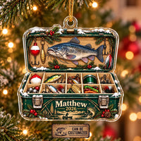 Personalized Fishing Tackle Box Christmas Acrylic Ornament