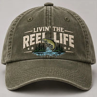 Livin' The Reel Life Vintage Salmon Fishing Embroidered Cap