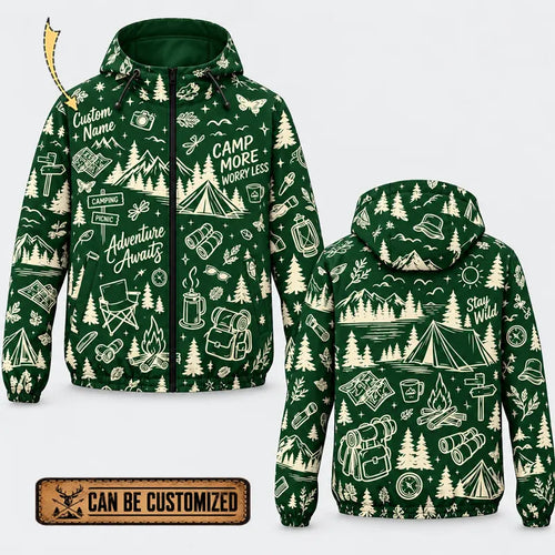 Personalized Camp More Worry Less Adventure Windbreaker Jacket