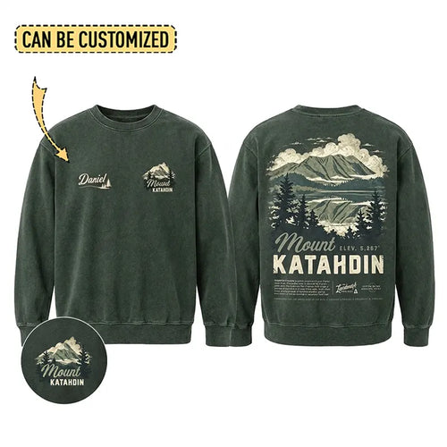 Personalized Mount Katahdin Vintage Hiking Sweater