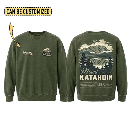 Personalized Mount Katahdin Vintage Hiking Sweater