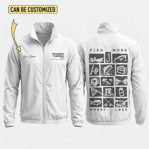 Personalized Fish More Worry Less Fishing Windbreaker Jacket