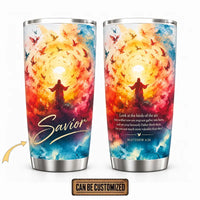 Personalized Matthew 6:26 Christian Birds Watercolor 20oz Tumbler