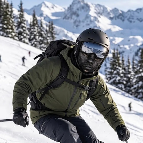 Black Cat Silver Goggles 3D Printed Ski Mask