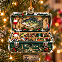 Personalized Fishing Tackle Box Christmas Acrylic Ornament