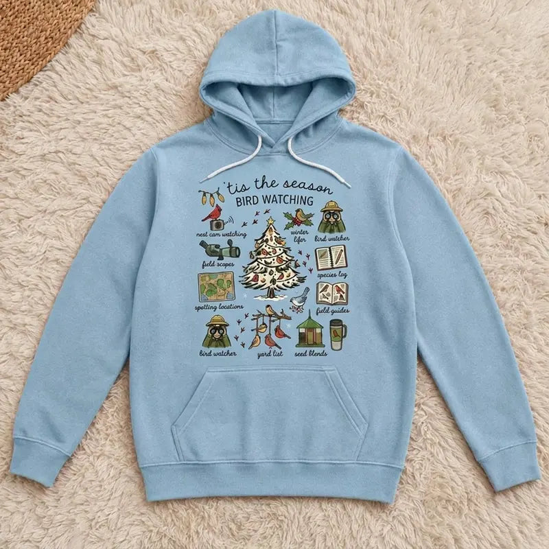 Vintage Christmas Bird Watching Hoodie