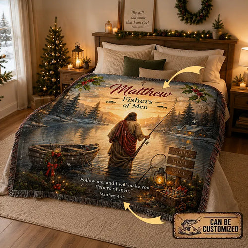 Personalized Jesus Fishers of Men Fishing Tassels Blanket