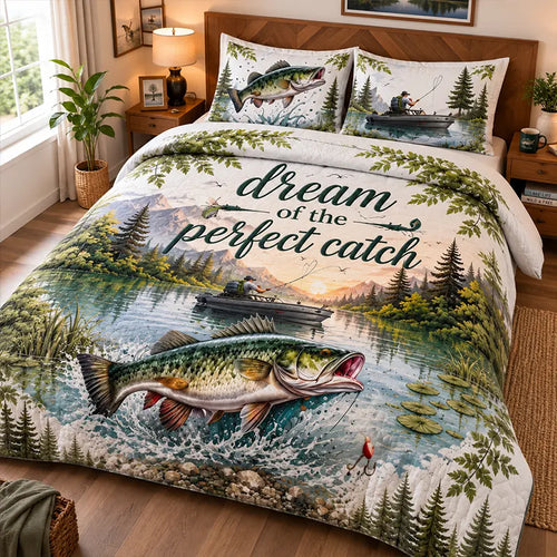 Dream of the Perfect Catch Fishing Quilt Bedding Set