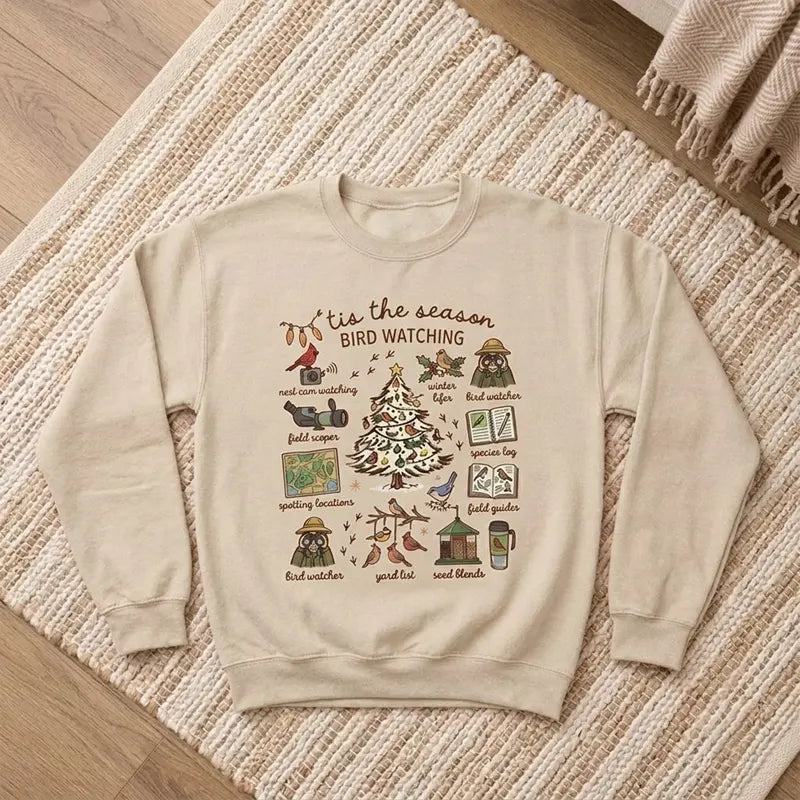 Vintage Christmas Bird Watching Sweater