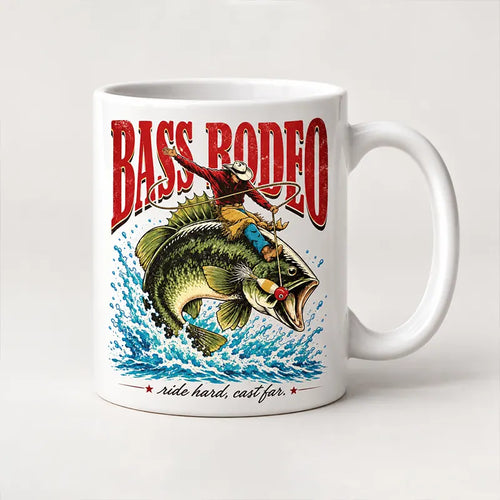 Bass Rodeo Cowboy Fishing Vintage Mug