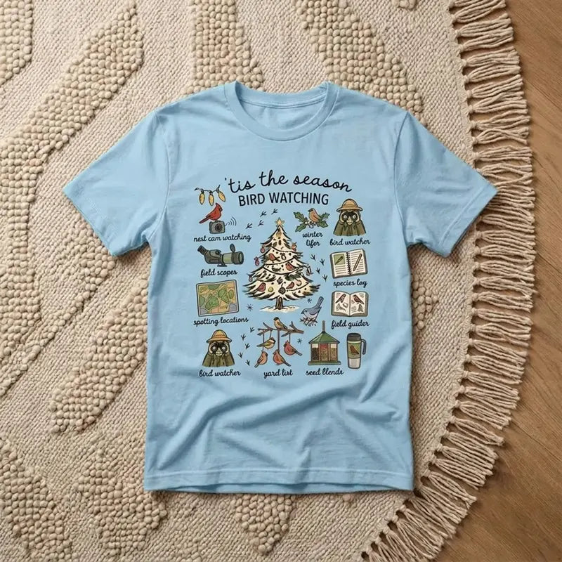 Vintage Christmas Bird Watching T-Shirt