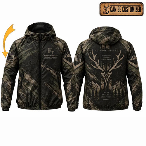 Personalized Fathom Thread Hunting Camo Windbreaker Jacket