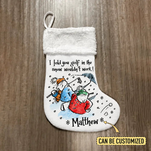 Personalized Golf in the Snow Christmas Stocking