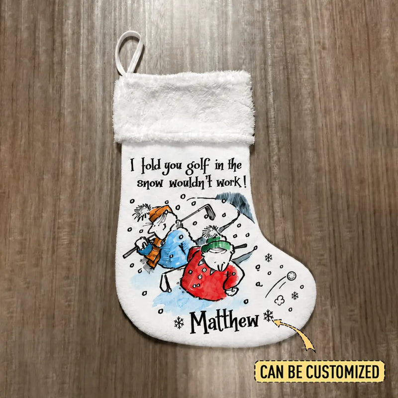 Personalized Golf in the Snow Christmas Stocking