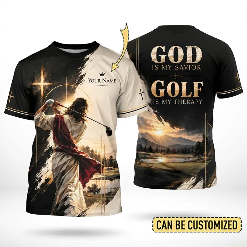 Personalized God Is My Savior Golf Christian T-Shirt