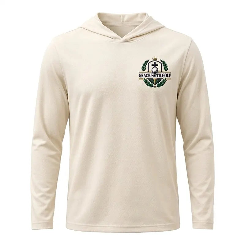 Grace Faith Golf Christian Embroidered Hooded Long Sleeve Shirt