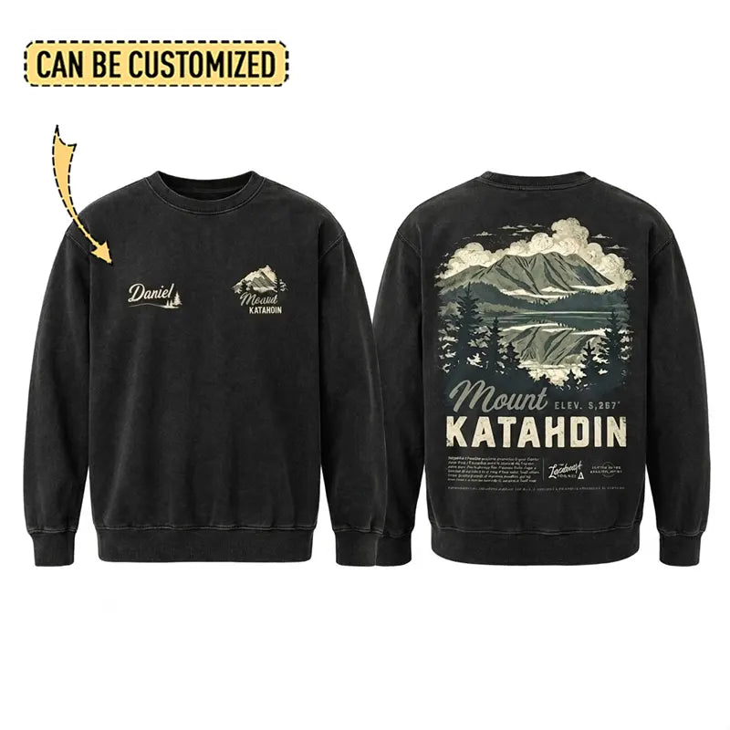 Personalized Mount Katahdin Vintage Hiking Sweater