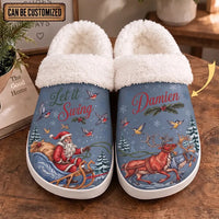 Personalized Let It Swing Christmas Reindeer Fur Slippers