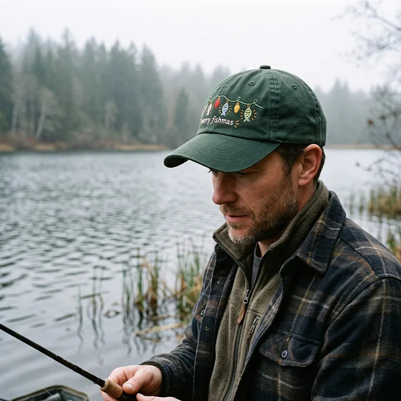 Merry Fishmas Vintage Fishing Christmas Classic Cap