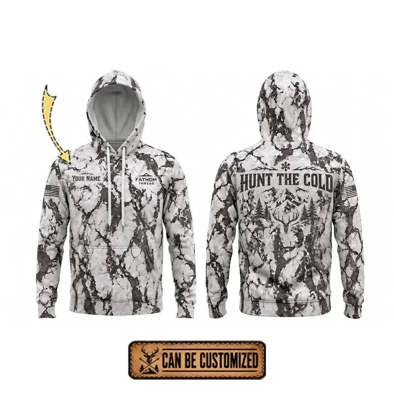 Personalized Fathom Thread Hunt the Cold Snow Camo Hoodie