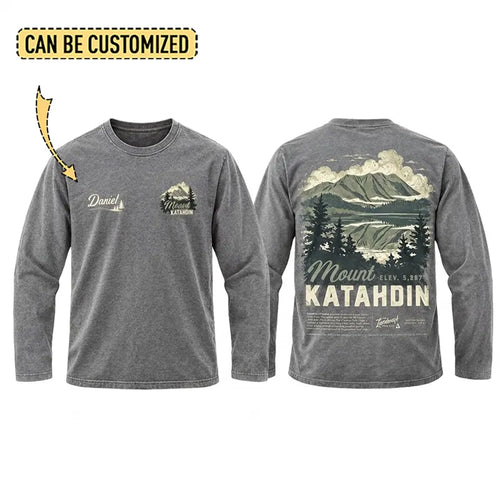 Personalized Mount Katahdin Vintage Hiking Long Sleeve Shirt